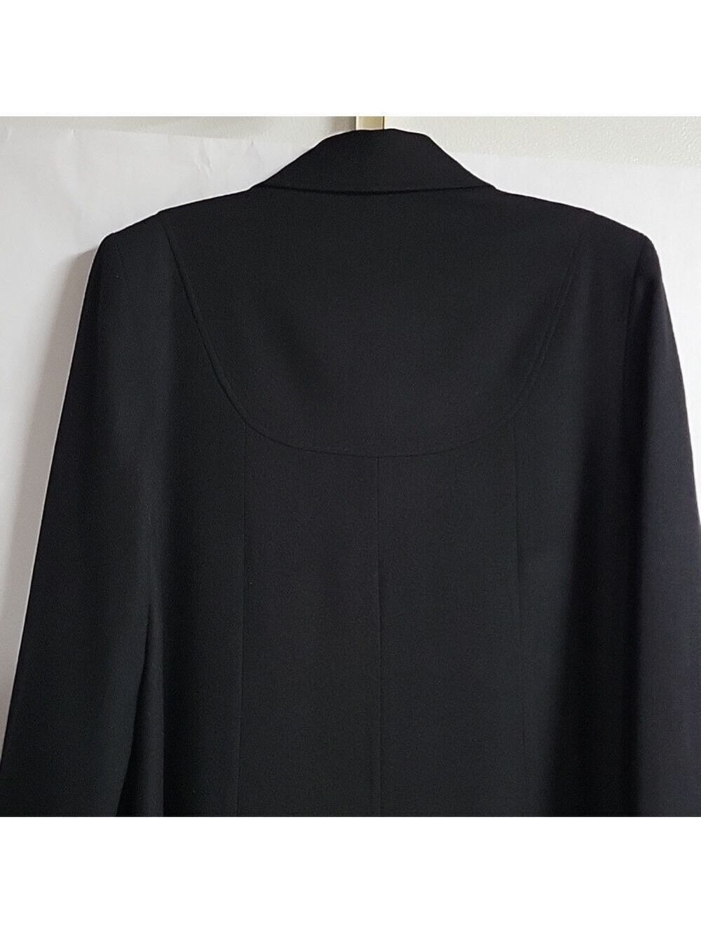 Vintage 90s Braefair Black Wool Mix Long Overcoat Trench Size 12 - Picture 8 of 15